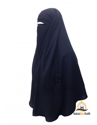 Niqab 2 Pièces à Clips Umm Hafsa 1m25 - Bleu-Niqab Umm Hafsa-Maktaba-Ahloulhadith