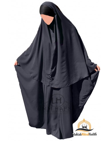 Ensemble Abaya/hijab Maryam Umm Hafsa – Gris-Abaya Umm Hafsa-Maktaba-Ahloulhadith