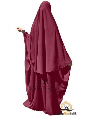 Conjunto abaya/hijab Maryam Umm Hafsa - Burdeos-Abaya Umm Hafsa-Maktaba-Ahloulhadith