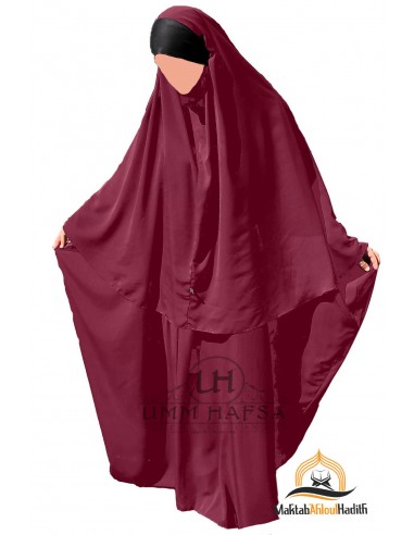 Conjunto abaya/hijab Maryam Umm Hafsa - Burdeos-Abaya Umm Hafsa-Maktaba-Ahloulhadith