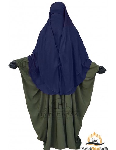 Niqab 2-delige Clip-on Umm Hafsa 1m50 - Blauw-Niqab 2 Sluiers-Maktaba-Ahloulhadith