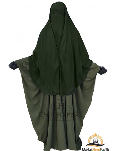 Niqab 2 delar med clips Umm Hafsa 1m50 - Khaki-Niqab 2 Slöjor-Maktaba-Ahloulhadith