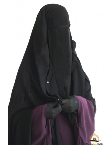 Niqab/Sitar Cap con clips Umm Hafsa 1m60 - Negro-Niqab Umm Hafsa-Maktaba-Ahloulhadith