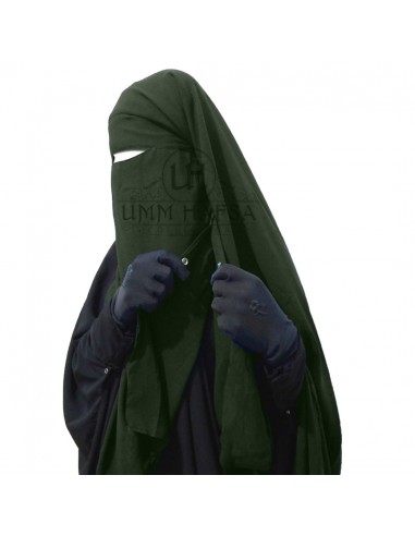 Niqab/Sitar cape met clips Umm Hafsa 1m60 - kaki-Niqab Umm Hafsa-Maktaba-Ahloulhadith
