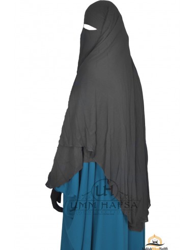 Niqab/Sitar cape med clips Umm Hafsa 1m50 - Svart-Niqab Umm Hafsa-Maktaba-Ahloulhadith