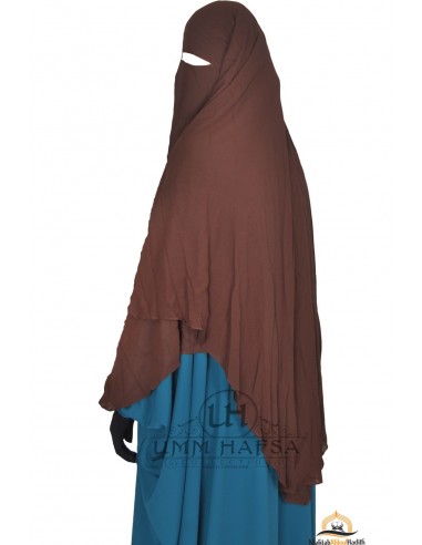 Niqab/Sitar cape met clips Umm Hafsa 1m50 - Bruin-Niqab Umm Hafsa-Maktaba-Ahloulhadith