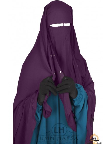 Niqab/Sitar Cap con clips Umm Hafsa 1m40 - Ciruela-Niqab Umm Hafsa-Maktaba-Ahloulhadith