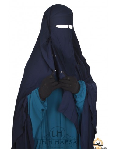 Niqab/Sitar Umhang mit Clips Umm Hafsa 1m40 - Blau-Niqab Umm Hafsa-Maktaba-Ahloulhadith