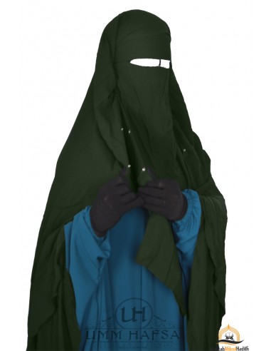 Niqab/Sitar cape met clips Umm Hafsa 1m40 - kaki-Niqab Umm Hafsa-Maktaba-Ahloulhadith