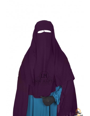 Niqab/Sitar 3 slöjor Umm Hafsa 1m25 - Plommon-Niqab Umm Hafsa-Maktaba-Ahloulhadith