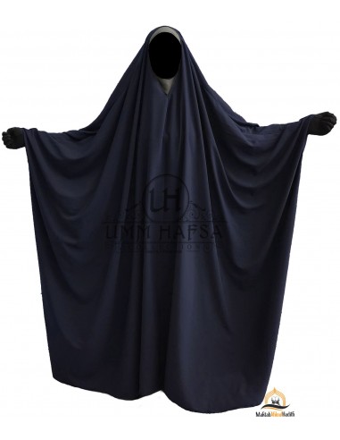 Grote Jilbab Saudi Umm Hafsa V-Hals - Blauw-jilbab met V-hals-Maktaba-Ahloulhadith