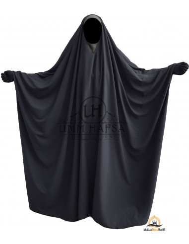 Grote Jilbab Saudi Umm Hafsa V-Hals - Grijs-jilbab met V-hals-Maktaba-Ahloulhadith