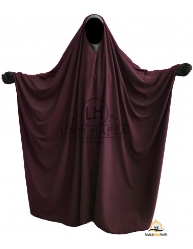 Big Jilbab Saoudien Umm Hafsa Col V - Plum-v-neck jilbab-Maktaba-Ahloulhadith