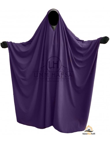 Big Jilbab Saoudien Umm Hafsa Col V - Aubergine-v-neck jilbab-Maktaba-Ahloulhadith