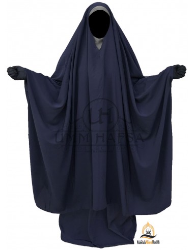 Big Jilbab 2 pieces Umm Hafsa V-neck - Blue-JILBAB 2 PIECES SKIRT-Maktaba-Ahloulhadith