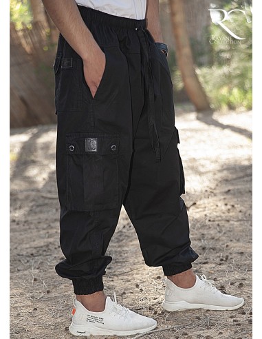 Pantaloni cargo Rayane 11SC Saroual - Nero-Cargo saroual-Maktaba-Ahloulhadith