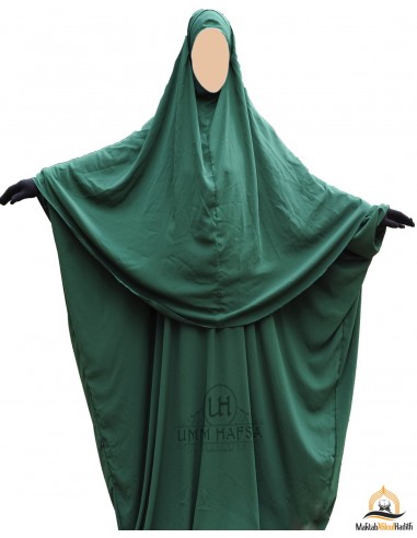 Capa Umm Hafsa Conjunto abaya/hijab - Verde pino-Conjunto Abaya Hijab-Capa-Maktaba-Ahloulhadith