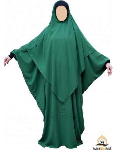 Abaya + Khimar Lycra Set Umm Hafsa - Fir Green-Abaya/Khimar Lycra set-Maktaba-Ahloulhadith