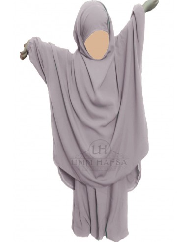 Jilbab de criança "Sarouel" Umm Hafsa - Taupe-Criança de jilbab-Umm Hafsa-Maktaba-Ahloulhadith