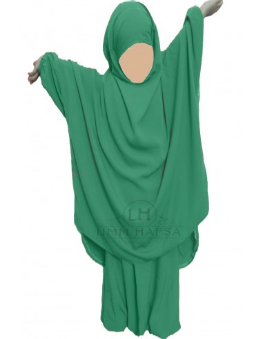 Jilbab de criança "Sarouel" Umm Hafsa - Verde abeto-Criança de jilbab-Umm Hafsa-Maktaba-Ahloulhadith