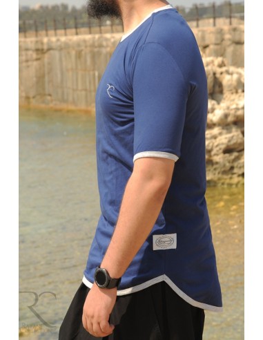 Rayane 11TS 100% cotton oversize tee shirt - Blue-Tee-Shirts-Maktaba-Ahloulhadith