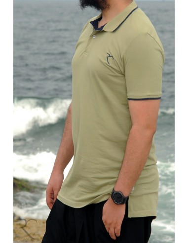 Oversize-Poloshirt aus 100% Baumwolle Rayane 11PO - Khaki-Poloshirts-Maktaba-Ahloulhadith