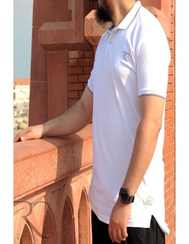 Polo oversize 100% coton Rayane 11PO – Blanc-Polos-Maktaba-Ahloulhadith