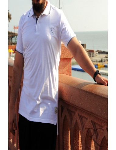 Polo oversize 100% coton Rayane 11PO – Blanc-Polos-Maktaba-Ahloulhadith