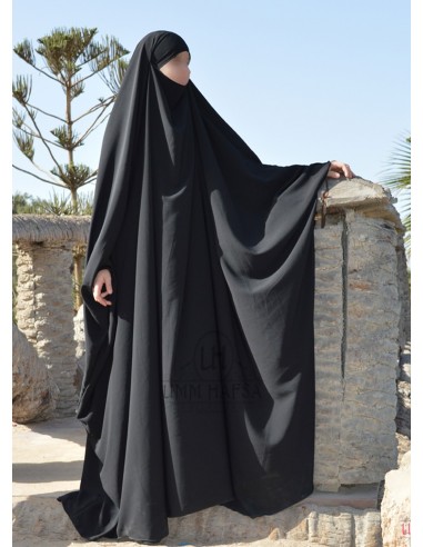 Big jilbab Saoudien Umm Hafsa - Negro-JILBAB 1 PIEZA-Maktaba-Ahloulhadith
