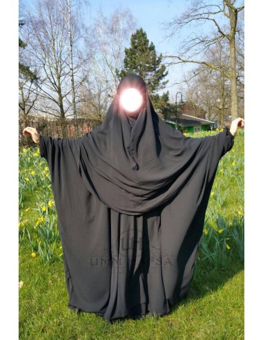 Abaya/hijab Cape set Umm Hafsa - Svart-Abaya Umm Hafsa-Maktaba-Ahloulhadith