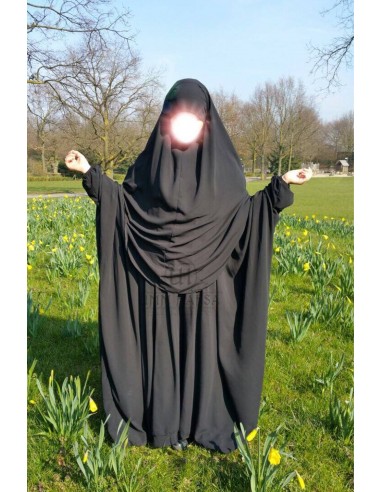 Abaya/hijab Cape set Umm Hafsa - Svart-Abaya Umm Hafsa-Maktaba-Ahloulhadith