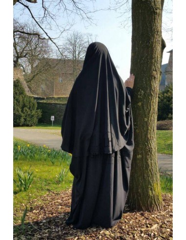 Abaya/hijab Cape set Umm Hafsa - Svart-Abaya Umm Hafsa-Maktaba-Ahloulhadith