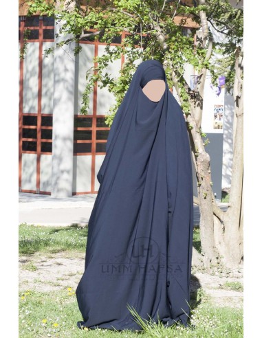 Grande jilbab Saoudien Umm Hafsa - Azul-JILBAB 1 PEÇA-Maktaba-Ahloulhadith