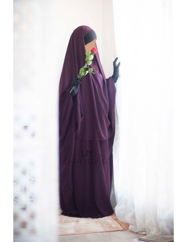 Ensemble Abaya/hijab Maryam Umm Hafsa – Prune-Abaya Umm Hafsa-Maktaba-Ahloulhadith