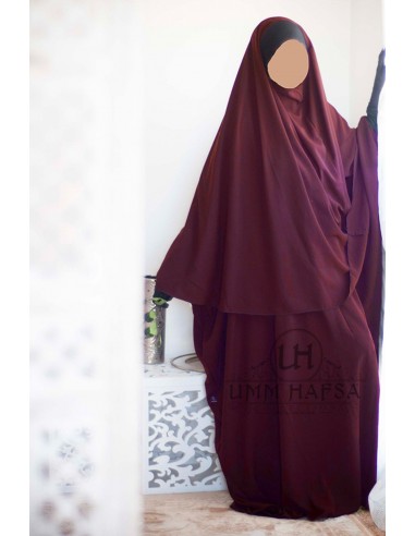 Conjunto abaya/hijab Maryam Umm Hafsa - Burdeos-Abaya Umm Hafsa-Maktaba-Ahloulhadith