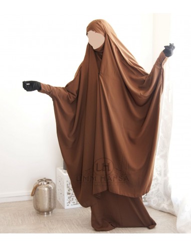 Jilbab 2 pieces with clips "skirt" Umm Hafsa - Cinnamon-2-piece jilbab with lashes-Maktaba-Ahloulhadith