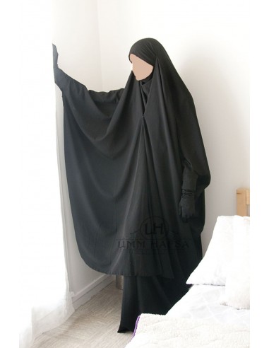 Jilbab de 2 peças com clipes "saia" Umm Hafsa - Preto-Jilbab Umm Hafsa-Maktaba-Ahloulhadith