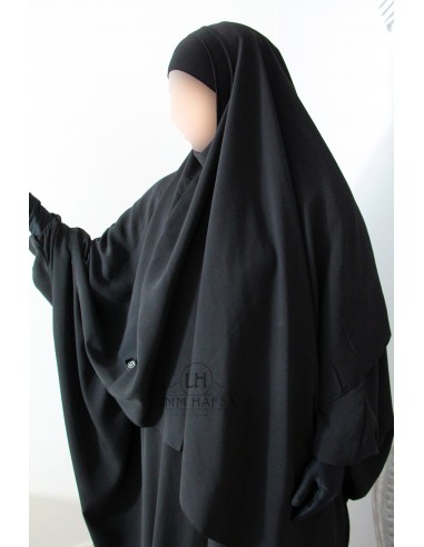 Hijab / Khimar Lycra Umm Hafsa - Preto-Hijab/Khimar Umm Hafsa-Maktaba-Ahloulhadith