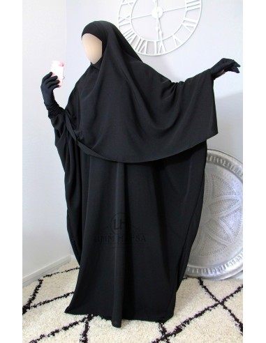 Abaya + Khimar Lycra Umm Hafsa Set - SCHWARZ-Abaya Umm Hafsa-Maktaba-Ahloulhadith