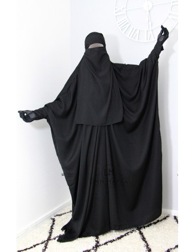 Saudi-Arabischer Jilbab mit Clips Umm Hafsa "Nidha luxe" - Schwarz-JILBAB 1 STÜCK-Maktaba-Ahloulhadith