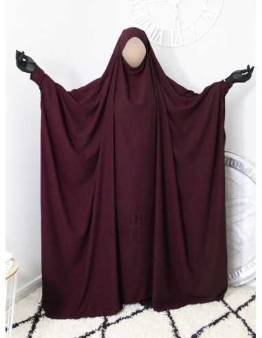 Jilbab de clip saudí Umm Hafsa "Caviary Luxe" - Ciruela-JILBAB 1 PIEZA-Maktaba-Ahloulhadith
