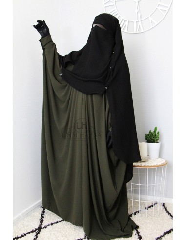Niqab/Sitar Cap with clips Umm Hafsa 1m60 - Black-Niqab Umm Hafsa-Maktaba-Ahloulhadith