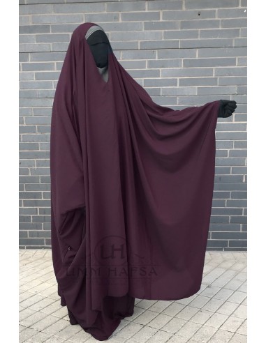 Big Jilbab 2 pieces Umm Hafsa V-neck - Plum-JILBAB 2 PIECES SKIRT-Maktaba-Ahloulhadith