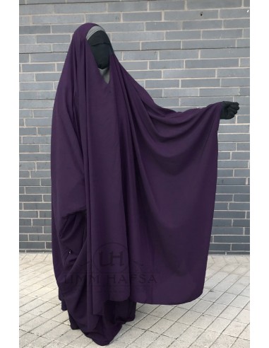 Big Jilbab 2 pieces Umm Hafsa V-neck - Aubergine-JILBAB 2 PIECES SKIRT-Maktaba-Ahloulhadith