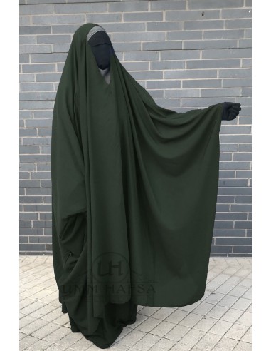 Big Jilbab 2 piezas Umm Hafsa Cuello en V - Caqui-JILBAB 2 PIEZAS FALDA-Maktaba-Ahloulhadith