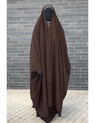 Big Jilbab 2-teilig Umm Hafsa "V"-Ausschnitt - Braun-JILBAB 2-TEILIGER ROCK-Maktaba-Ahloulhadith