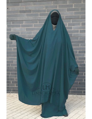 Big Jilbab 2 delar Umm Hafsa V-ringning - Ankblå-JILBAB 2 DELAR KJOL-Maktaba-Ahloulhadith