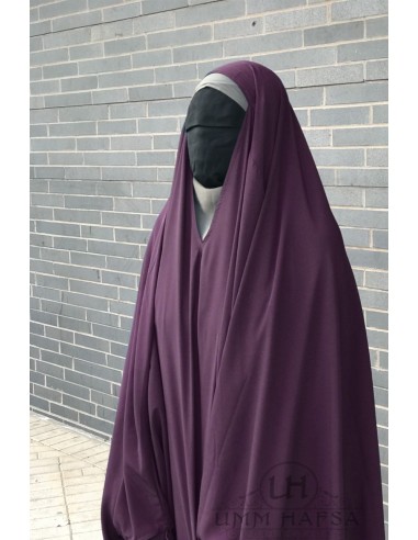 Big Jilbab 2 pieces Umm Hafsa V-neck - Plum-JILBAB 2 PIECES SKIRT-Maktaba-Ahloulhadith