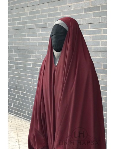 Big Jilbab 2 pieces Umm Hafsa V-neck - Bordeaux-JILBAB 2 PIECES SKIRT-Maktaba-Ahloulhadith
