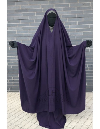 Big Jilbab 2 pieces Umm Hafsa V-neck - Aubergine-JILBAB 2 PIECES SKIRT-Maktaba-Ahloulhadith